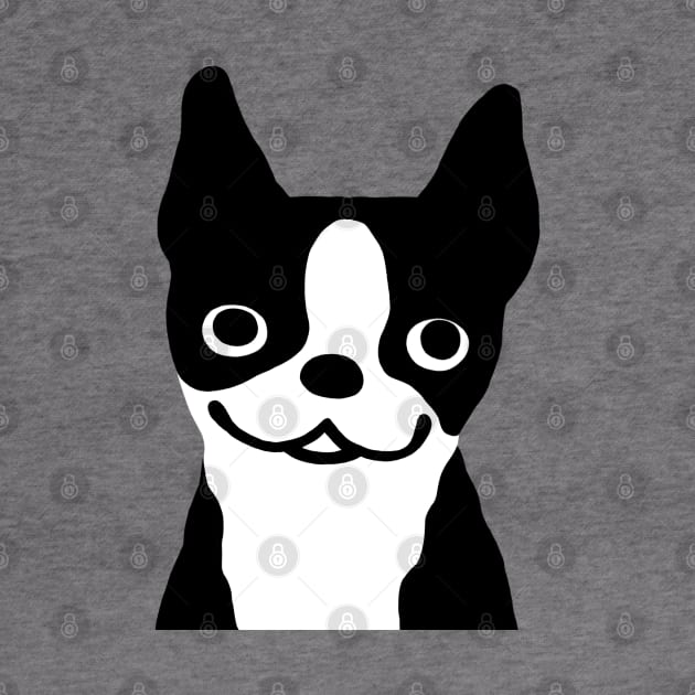 Boston Terrier Smiling Face by Coffee Squirrel